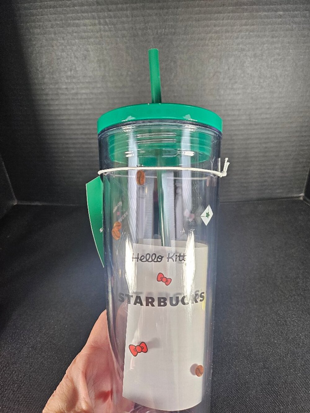 Brand New Starbucks Hello Kitty Clear 24 Ounce Tumbler 2024 Chrirstmas Limited